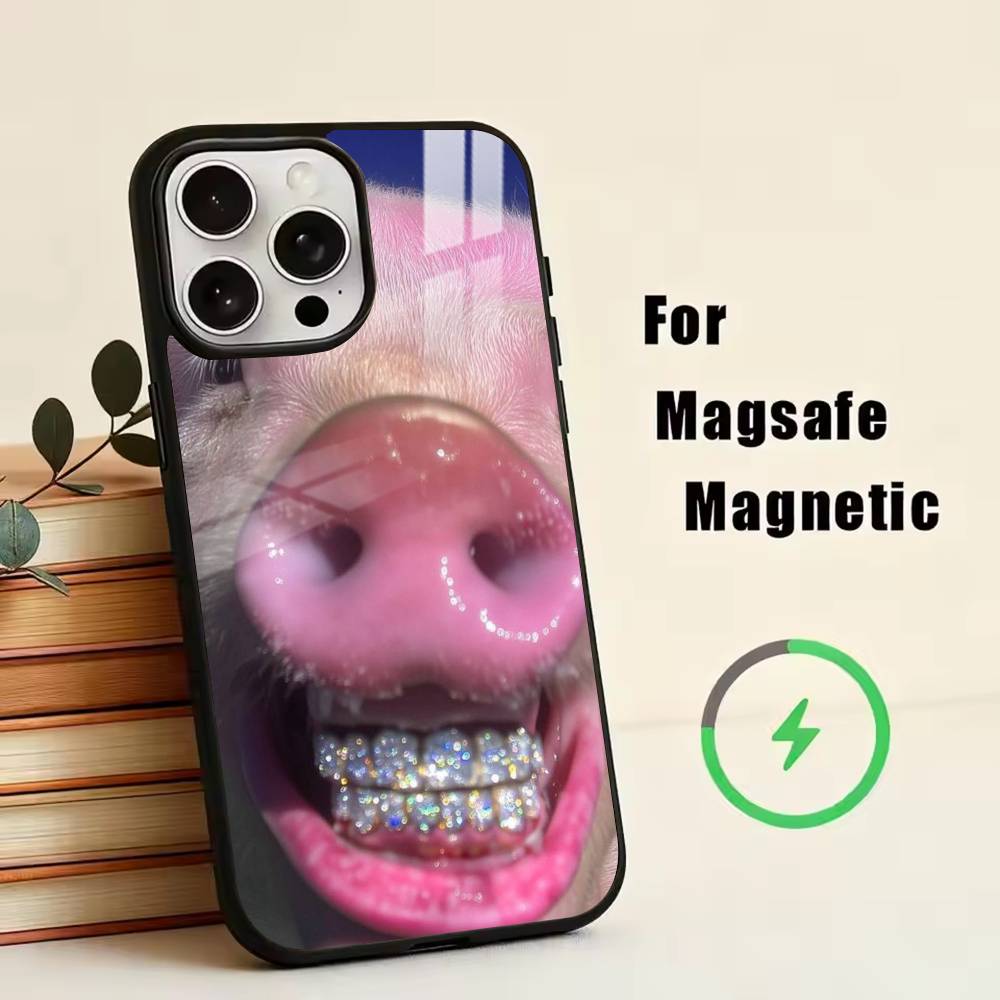 D-Забавные животные Чехол для телефона Для iPhone 17, 16, 15, 14, 13, 12, 11 Plus, Pro Магнитный Для Magsafe Беспроводная зарядка