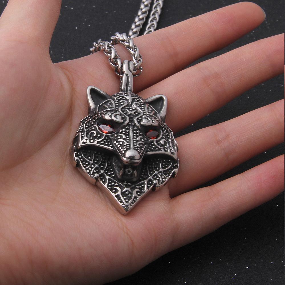 Punk Stainless Steel New Wolf Pendant Necklace Viking Men Celt Charm Fashion Jewelry Boys Gift