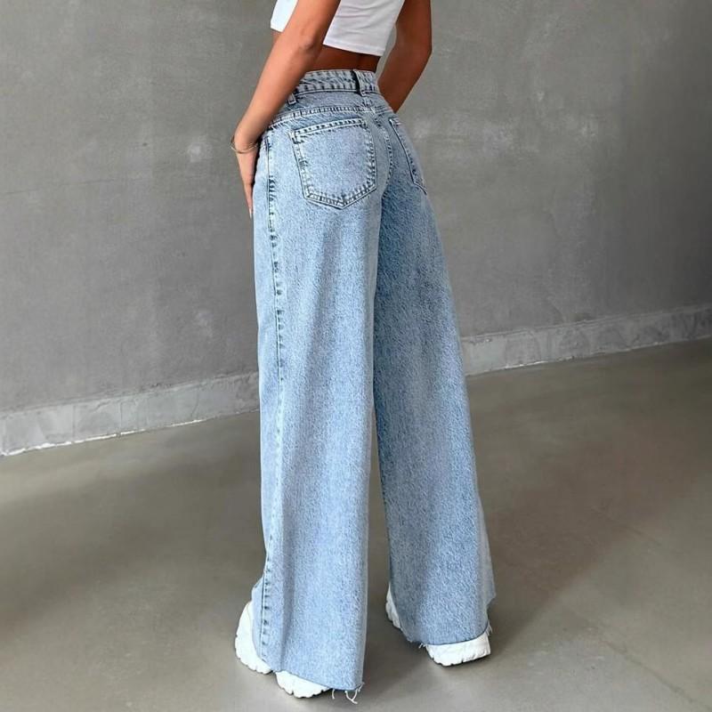 Womens High Waist Wide Leg Straight Cut Denim Pants Loose Fit Vintage Washed Jeans 2025