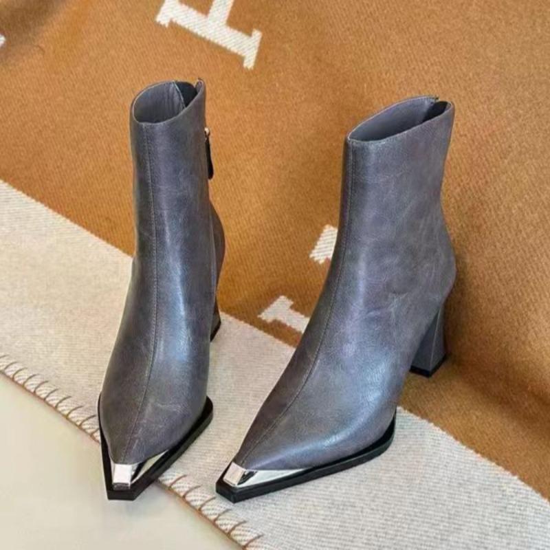 Элегантные женские ботильоны с острым носком, модные кожаные туфли на высоком каблуке, зима 2025 года, трендовые сексуальные туфли-лодочки для офиса, туфли-лодочки Chelsea Botas Mujer