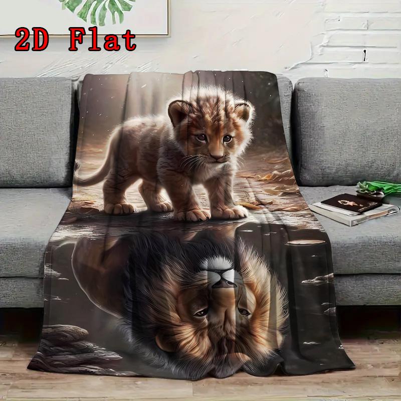 Lion 2D Flat Pattern Flannel Blanket High quality All Seasons Warmth and Comfort Perfect for Christmas Gifts.MMT0918489