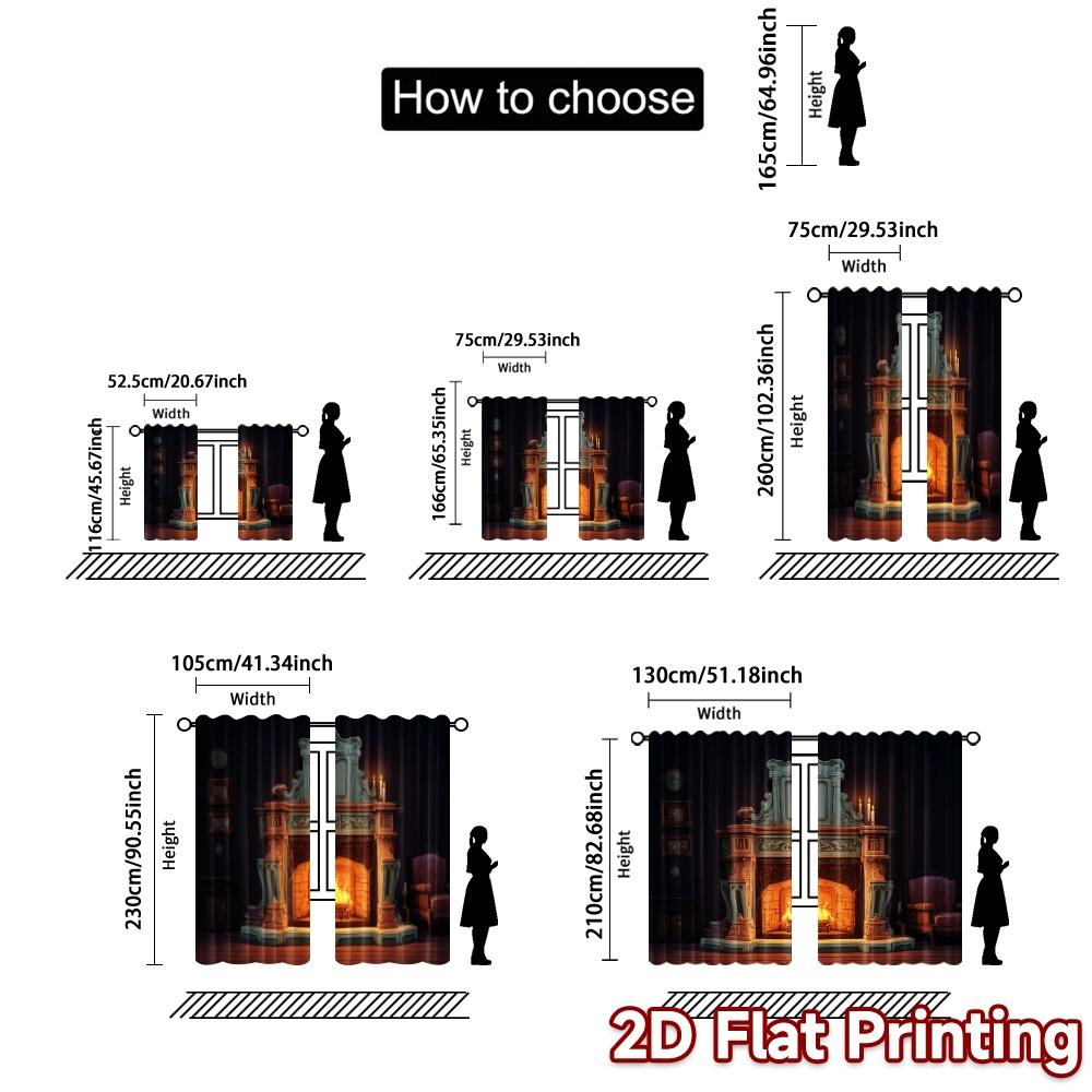 Комплект из 2 плоских печатных штор без карниза Cozyhearth Популярные Универсальные Полиэстеровая ткань Полупрозрачные