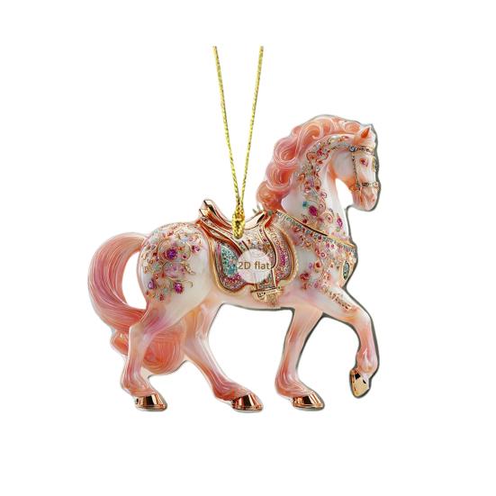Yousheng Horse Theme Acrylic Ornament 2D Flat Print Hanging Pendant for Horse Lovers Christmas Tree Decor And Equestrian Gift