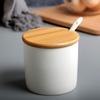 Утолщенная керамическая банка для специй с деревянной крышкой