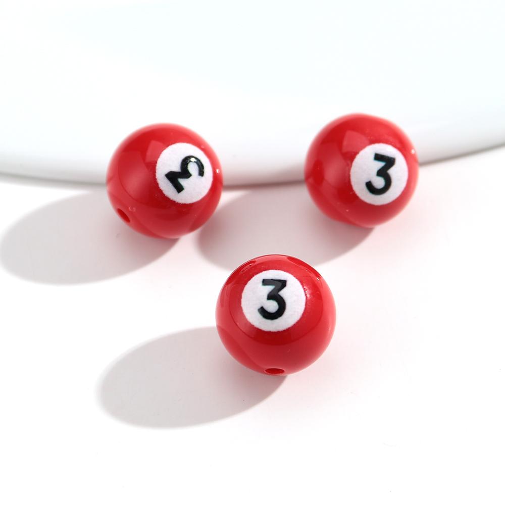 16mm Acrylic Billiard Ball Number Beads, Pool Ball Style Loose Spacer Beads for DIY Bracelet Necklace Jewelry Making Supplies