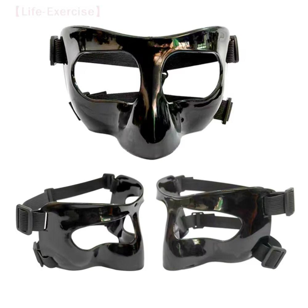 Elastic Strap Basketball Face Mask Black/Clear Nose Protector Basketball Sports