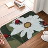 1PC Flower and Ladybug Pattern Kitchen Rug Non-Slip Door Mat Pop Design Bathroom Rug Bath Mat Carpet for Home Sink Laundry Decor