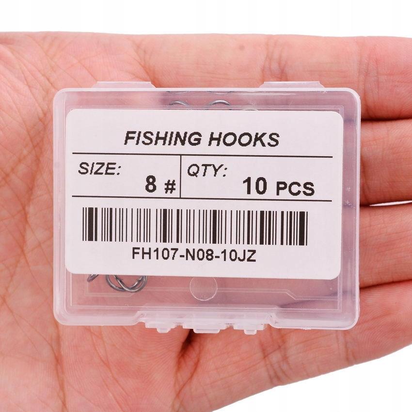Fishing Hooks, Black Metallic, Diamond-Sharpeted, Box Of 10 Pcs. 8#