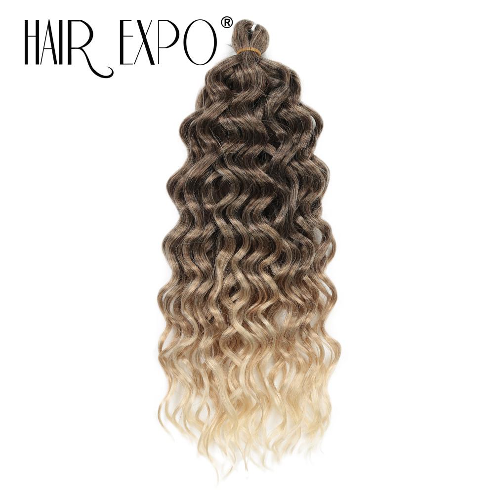 18Inch 24Inch Ocean Wave Crochet Braids Hair Hawaii Afro Curls Ombre Synthetic Braiding Hair Extensions Deep Wave Crochet Hair