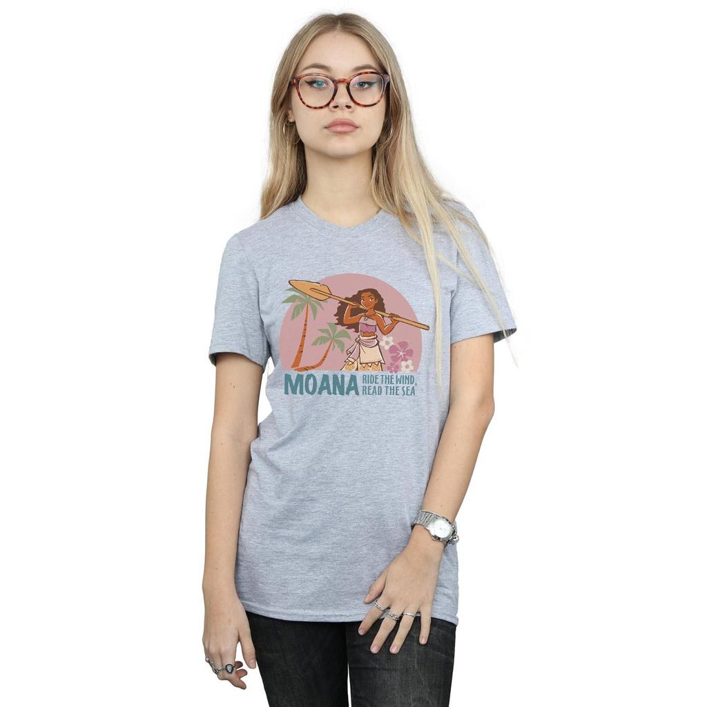 Disney Womens/Ladies Moana Read The Sea Cotton Boyfriend T-Shirt