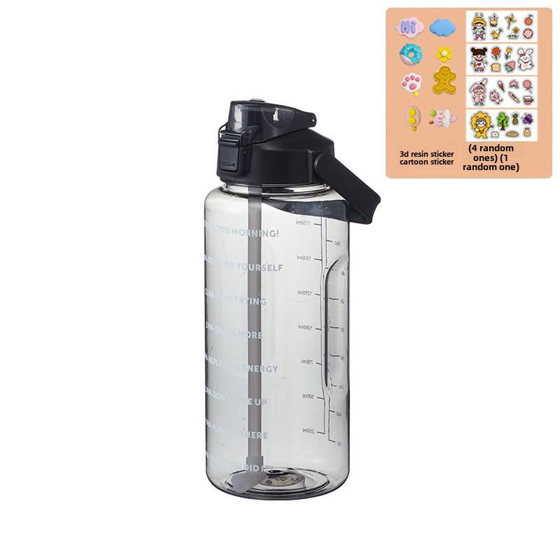 Бутылка для воды из пластика с градиентом большой емкости с соломинкой