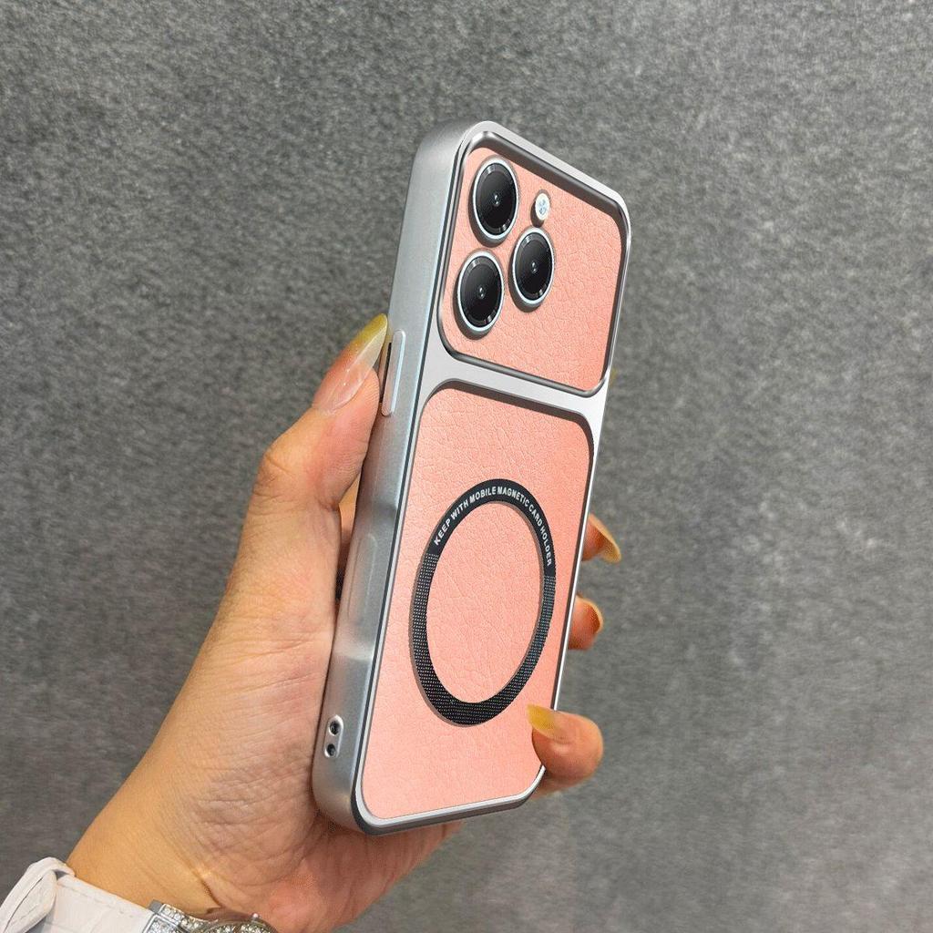 Улучшенный защитный чехол с большим объективом для TECNO SPARK 20 Pro, Infinix HOT 40 Pro, роскошный кожаный чехол с магнитным кольцом
