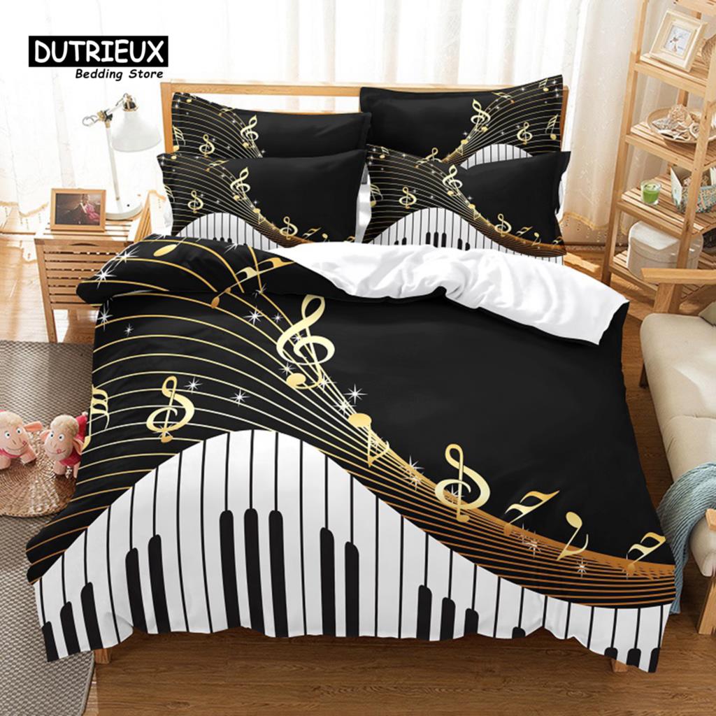 Music Duvet Cover Set, Fashion Bedding Set, Soft Comfortable Breathable Duvet Cover, For Bedroom Guest Room Decor