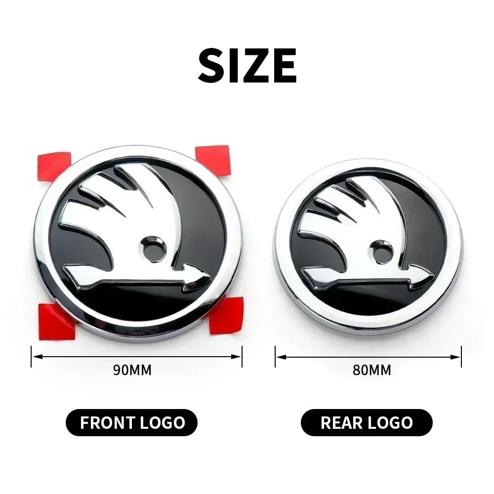 HIAQ2 for Skoda 80/90mm ABS Car Front Grille Trunk Logo Stickers Kodiaq Fabia Rapid 3 Karoq Superb VRS Octavia 2 3 A5 2025 Accessories
