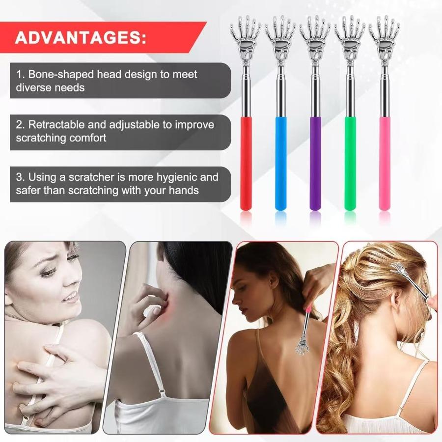 10-Pack 4-Color Retractable Ghost Claw Back Scratcher – Portable Anti-Itch Tool with Colorful Handles, Ideal Stocking Stuffer