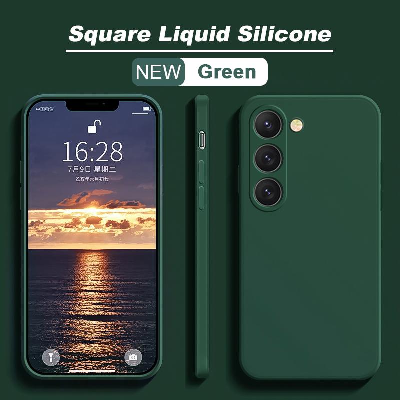 Чехол S23 S22 Ultra Plus, квадратный жидкий силиконовый чехол для телефона Samsung Galaxy S23 S22 Ultra Plus S23Plus S23Ultra, мягкая задняя крышка