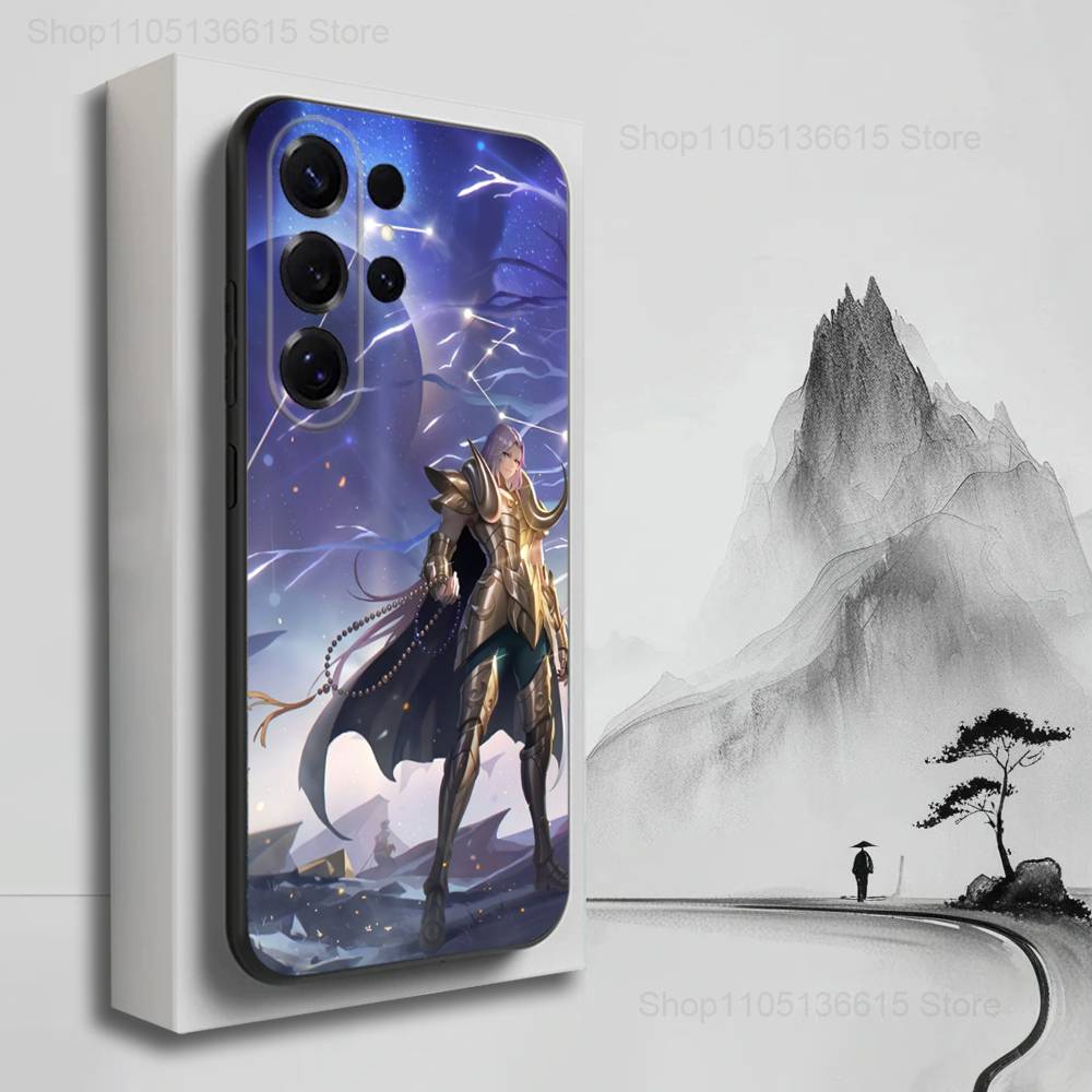 Крутой чехол для телефона с аниме-персонажами S-Saint S-Seiya для Samsung S25, S24, S23, S22, S21, S20, S10, S9, Ultra, Plus, Lite, FE, Мягкий силиконовый черный чехол