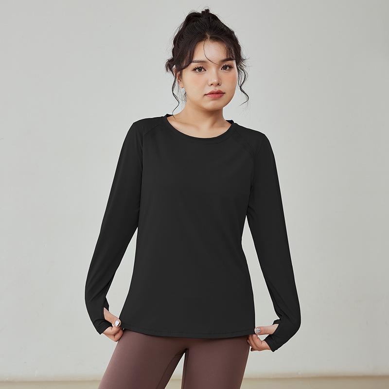 Женская футболка с длинными рукавами из дышащего материала для йоги и бега - фитнес-топ весна/осень