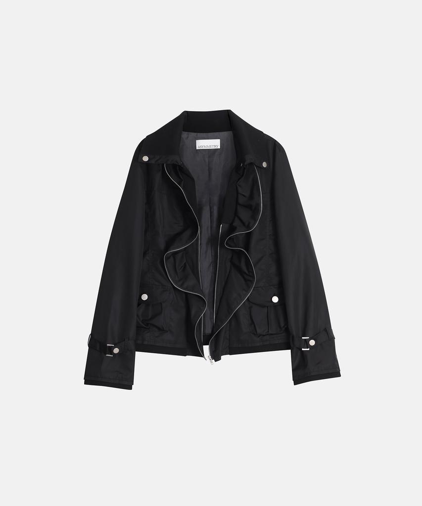 ASYMMETRY Gathered Zip Layer Jacket / Black