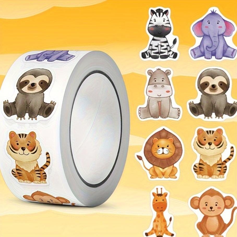 Animal Stickers with, Elephant, Giraffe, , Hippo, Cheetah, , Monkey, Rhino, Antelope & Meerkat - Cute Party Favors, Supplies, Scrapbook Labels