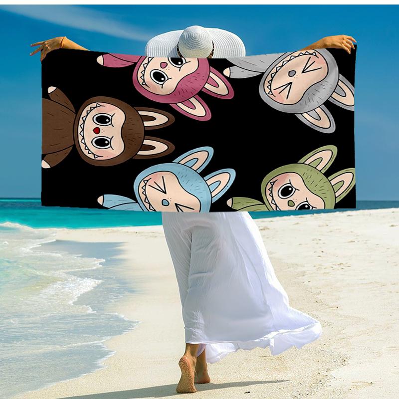 Ultra-Soft Beach Towel with Labubu Theme,Ideal for Pool - Camping, Diving - Perfect Travel Essential, Vibrant Beach Towel.