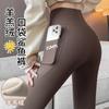 Lamb Wool Shark Pants Barbie Pants Fleece Thickened Autumn and Winter Wear High Waist Tight Thermal Pocket Leggings Women
