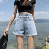 Wowen Classic and Minimalist Fashion Versatile Black Female Ultra-high-waisted Thin Summer Loose Wide-legged Rolled A-line Denim Shorts Individuality