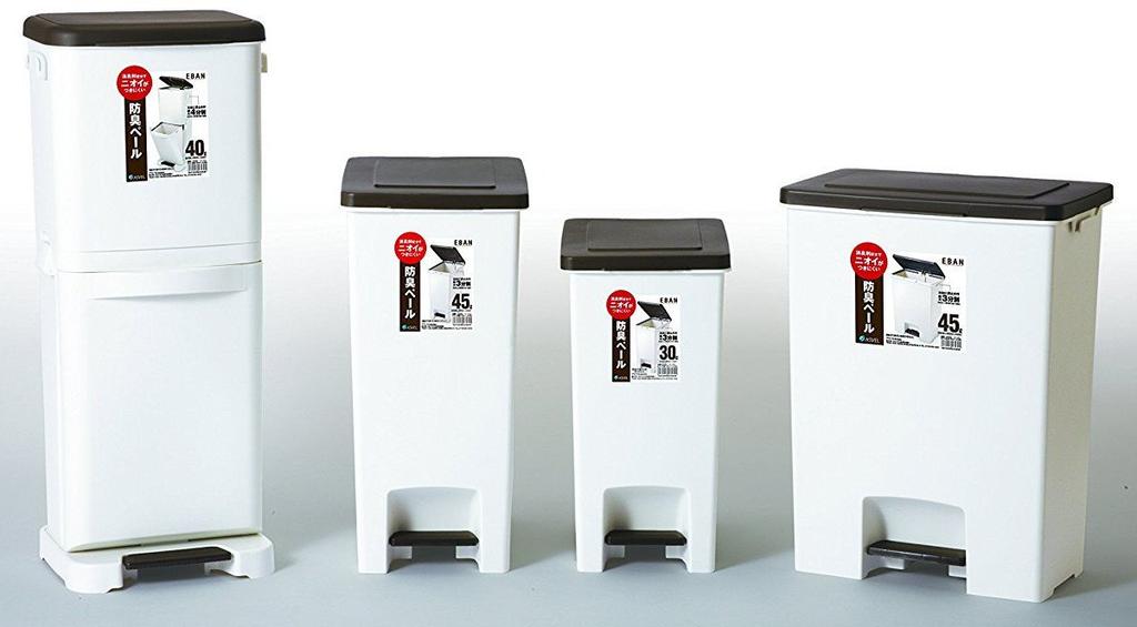 Asbel Мусорное ведро с педалью Evan, устойчивое к запахам, малой глубины, узкое A6418 Крышка, Широкое, Педаль, 45 л, Коричневое,