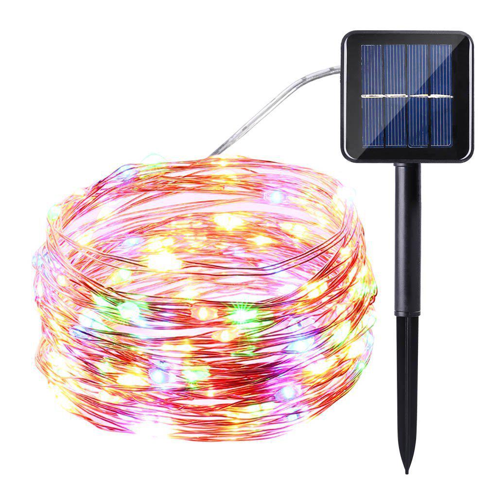 Solar-Powered LED Copper String Lights: Waterproof Outdoor Decor with Remote Control & 8 Functions