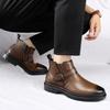 Модные мужские деловые ботинки с боковой молнией, новые зимние ботинки, новые роскошные брендовые мужские мотоциклетные ботинки, высокие универсальные кожаные туфли