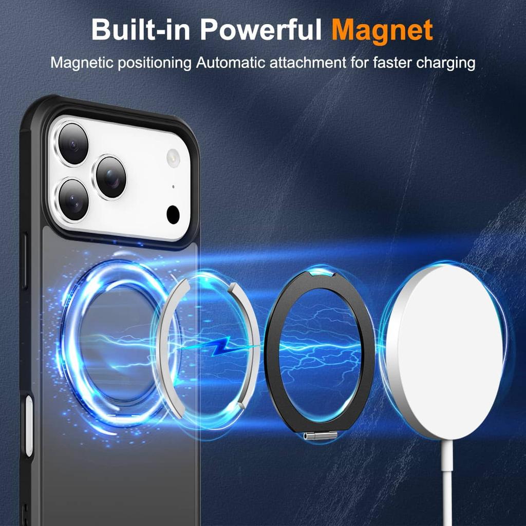 Магнитное вращающееся кольцо 360° для iPhone 17 Pro Max 17 Pro iPhone Air case, Встроенная металлическая подставка, Ударопрочный и виброустойчивый чехол