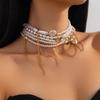 Luxury Pearl Beaded Multi-Layer Tassel Necklace with Alloy Chain