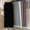 Autumn and Winter Sweater Skirt Elastic Waist Slim A-line Straight Sleeve Knitted Half Skirt Women Split High Waist Skirt Female