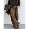 Vintage Brown Baggy Cargo Pants Men Koraen Harajuku Suit Pants Office Casual Trousers Wide Leg Work