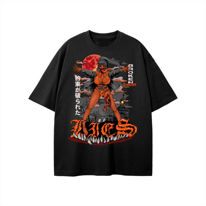 Black Broken Terror Anime Grunge Art Retro Style Summer Casual TShirt Unisexs and Womens Luxury Brand Top 2026 New Art