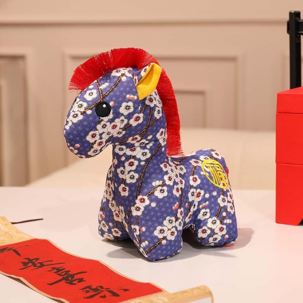 Funny Cute Chinese Zodiac Horse Polyester Horse Year Mascot Keychain Cartoon Blessing Lucky Horse Pendant New Year Gifts
