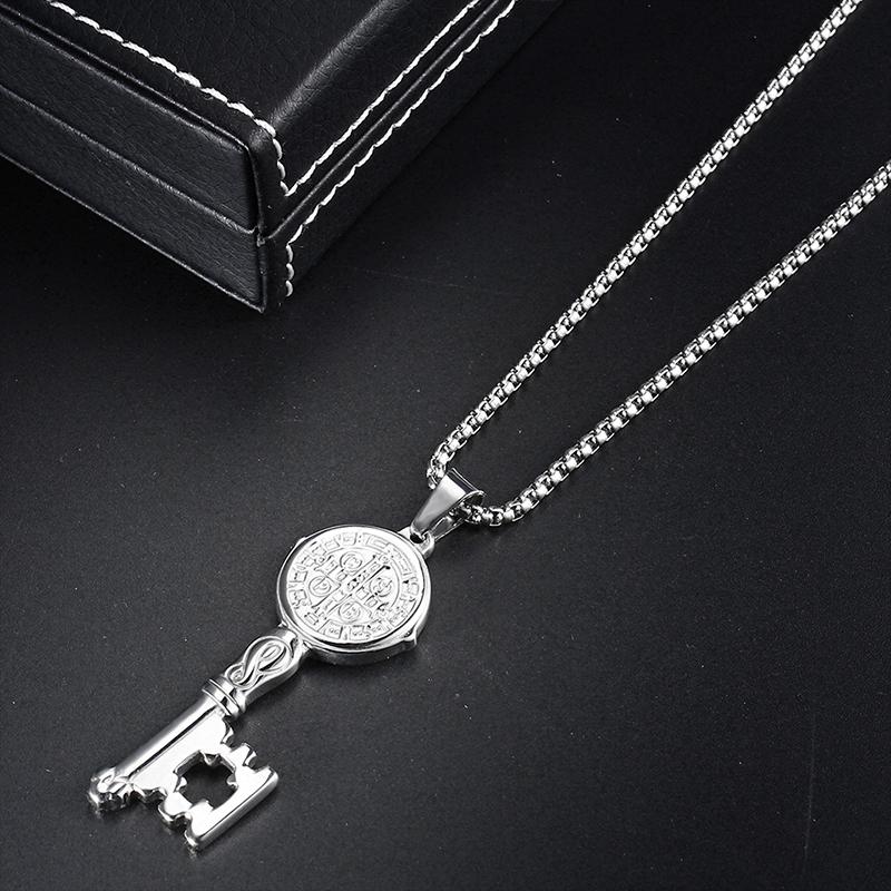 Религиозная подвеска-медаль с ключом Святого Бенедикта 5 Llave Con Medalla De San Benito Tono 5 Pulgadas из нержавеющей стали