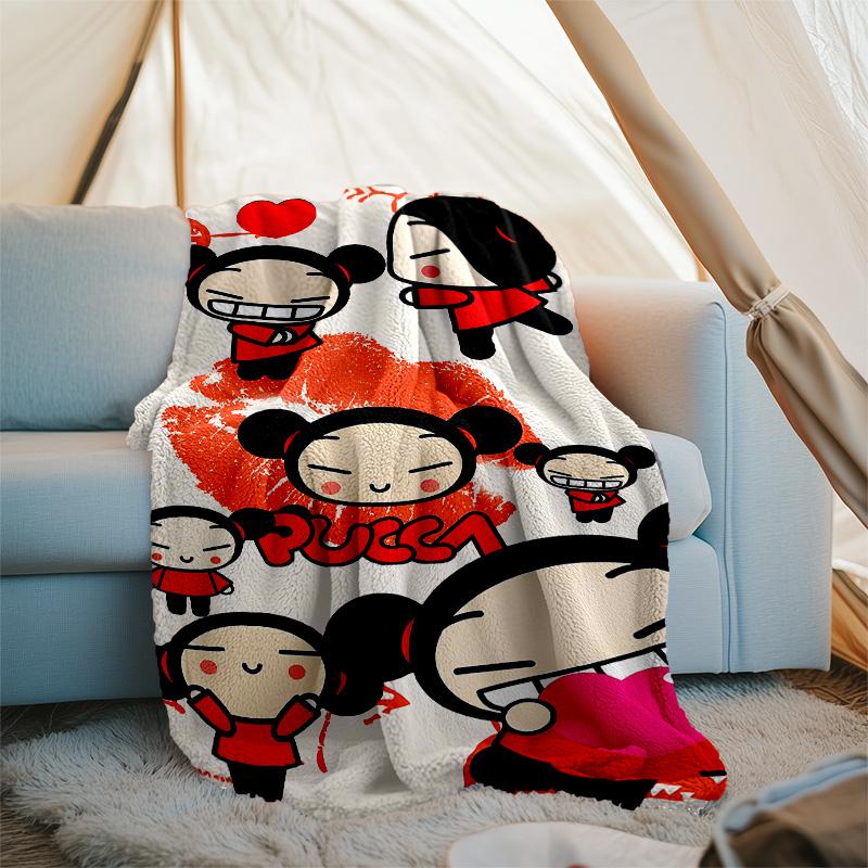 Pucca2 printed throw blanket—lightweight,soft,warm;versatile blanket for all seasons—perfect as &air-conditioning throw,nap blanket