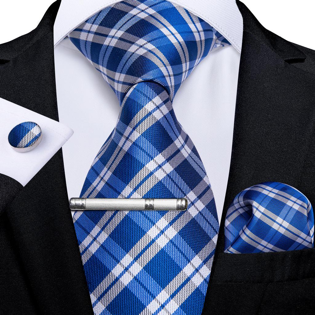 Набор для Мужчин: клетчатый галстук 8,5 см, клип и запонки в клетку