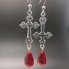 Серьги-подвески Летучая мышь Красная бусина Готический панк стиль Рога Капли красной крови Ювелирные изделия Великолепные Женские подарки