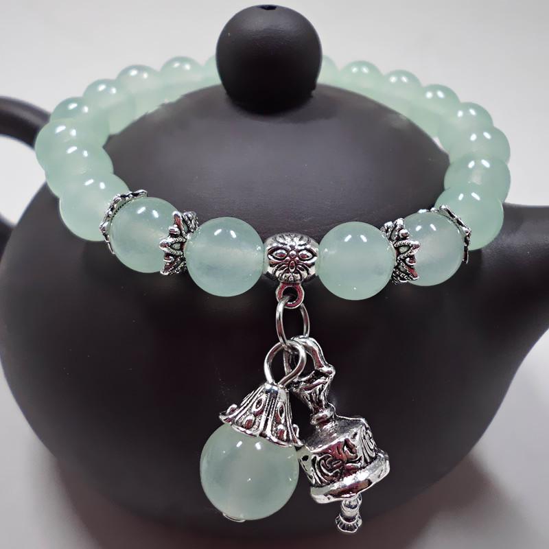 Natural Crystal Bracelets Chalcedony Stone Bracelet Women Ethnic Style Ladies Fashion Handmade Beaded Hand Jewelry