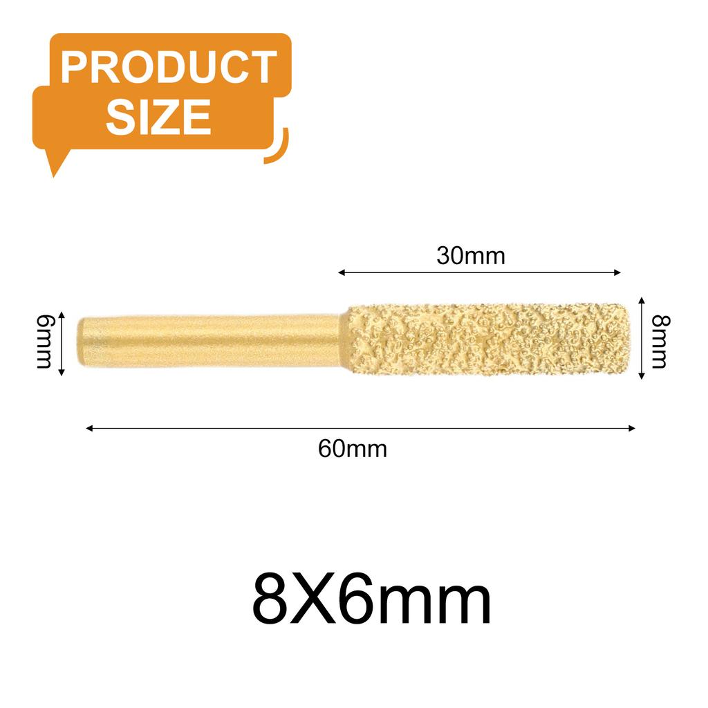 6mm Round Shank Vacuum Brazed Diamond Burr Head Grinding Rotary File For Stone Grey Cast Iron Ductile Iron Steel Engraving
