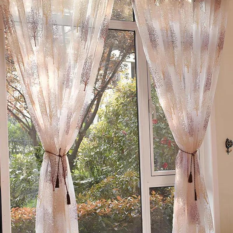 Горячие Современные Тюлевые Шторы с Принтом для Гостиной Кухни Роскошная Прозрачная Штора с Листьями для Спальни Вуалевая Штора для Оконной Шторы Драпировка