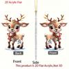 Cute Elk Baby with Christmas Lights Acrylic 2D Flat Pendant Christmas Tree Decoration  Pendant Car Rearview Mirror Pendant Holiday Decoration Pendant