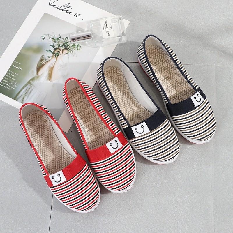 Женские мокасины на плоской подошве, женская повседневная обувь в полоску, удобная, мягкая, хлопковая, женская обувь, женская модная обувь fgb5