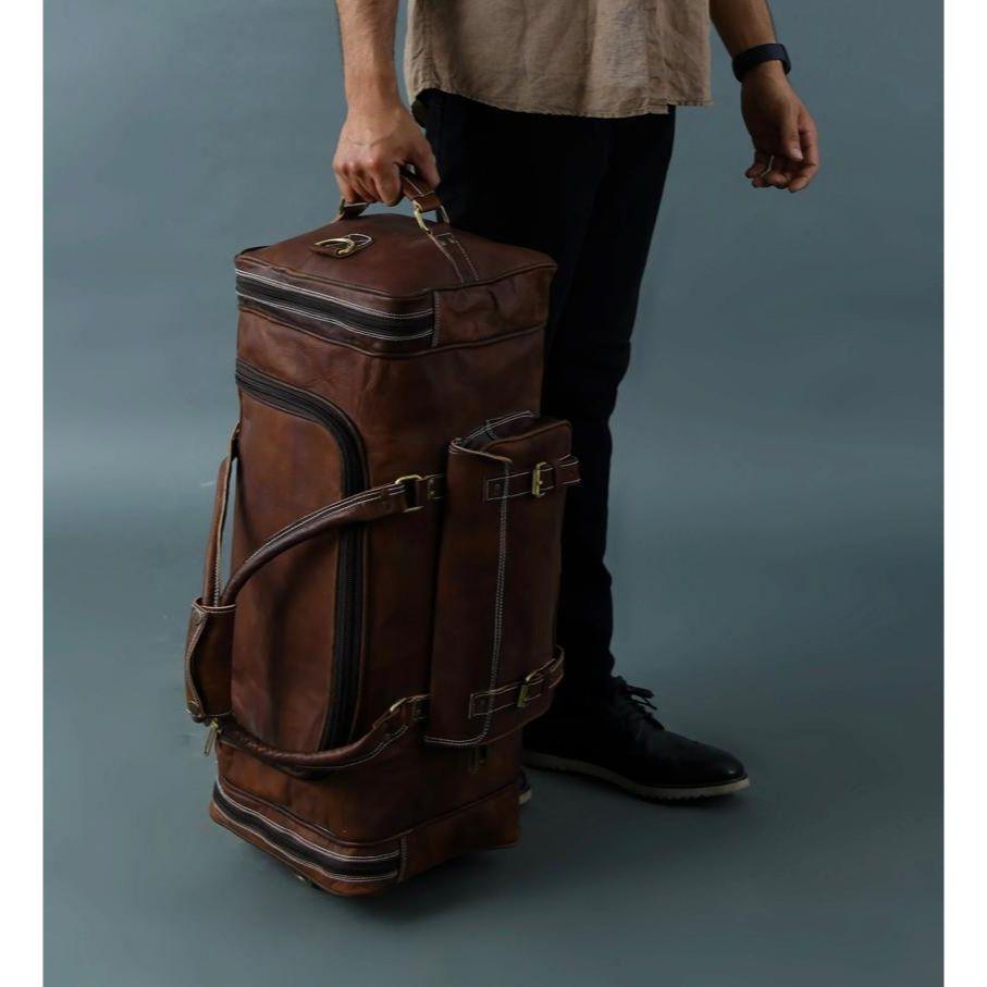 Кожаная спортивная сумка Кожаная дорожная сумка для багажа Сумка для выходного дня, семейная праздничная сумка