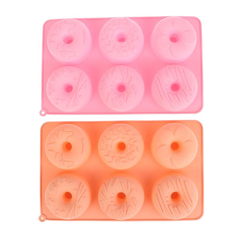 Силиконовая форма для пончиков, 6 полостей, форма для шоколада, кондитерских изделий, хлеба, торта, антипригарная форма для десертов, противень для выпечки своими руками, инструмент для приготовления пончиков