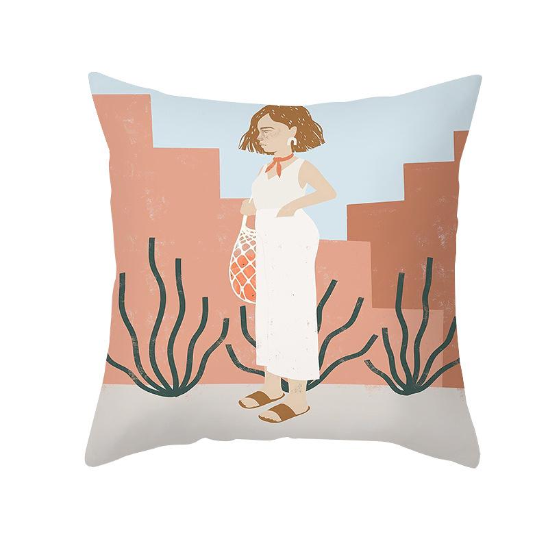 Modern Minimalist Artistic Style Throw Pillow Covers With Short Plush Printed Fabric For Home Living Room Sofa Cushion Cover