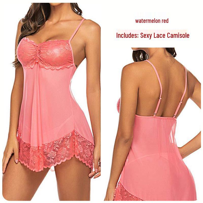 Новая европейская и американская сексуальная кружевная ночная сорочка из тюля на подвязках, нижнее белье