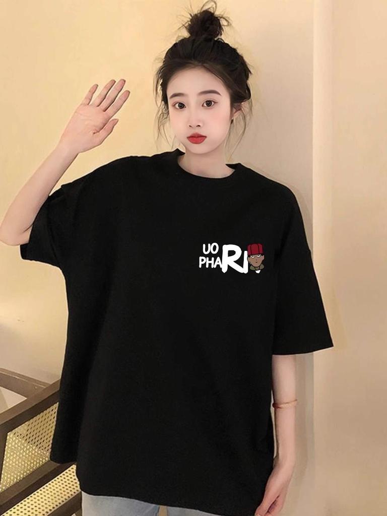 2025 Летняя женская футболка свободного кроя из чистого хлопка оверсайз с коротким рукавом для подростков